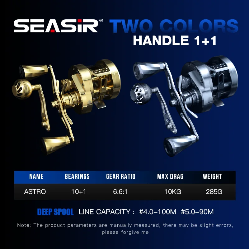 Seasir-アルミニウムベイトキャスティングドラムリール,ダブルハンドル