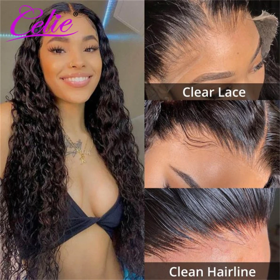 Celie Water Wave 13x6 HD Transparent Lace Front Human Hair Wigs HD Lace Frontal Wig Brazilian Water Wave High Density Wig