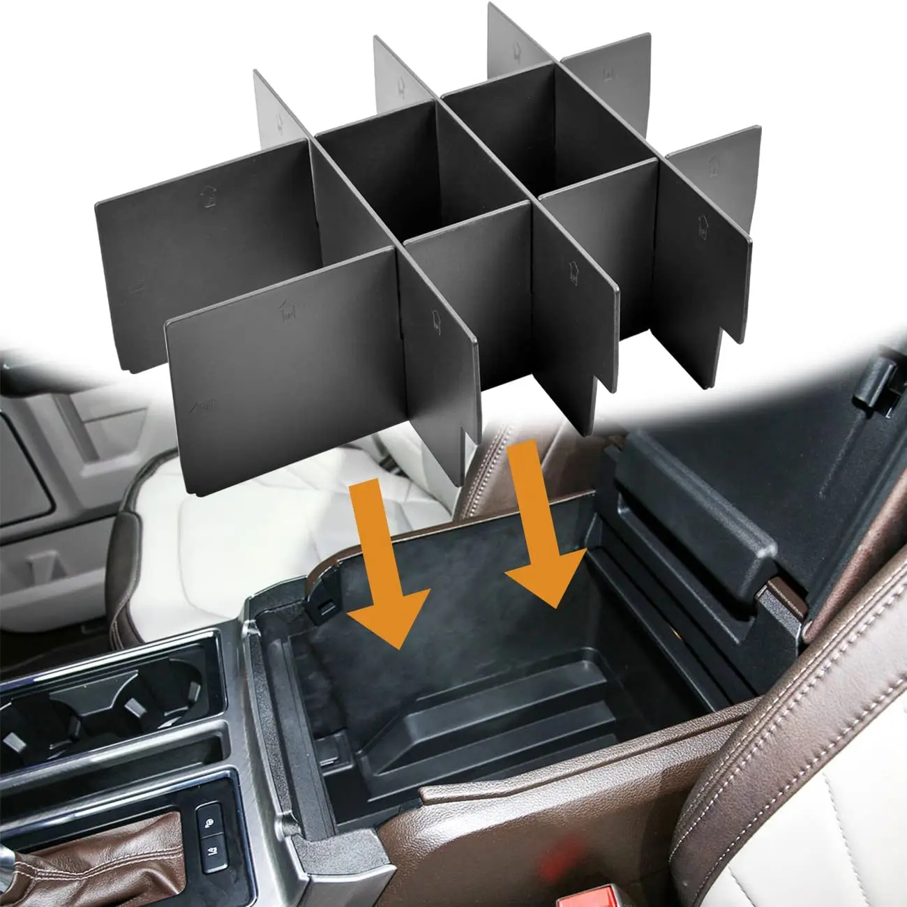 Center Console Partition Car Armrest Box Storage Divider Grid For Ford F150 2015-2020 Armrest Storage Box Division Plate