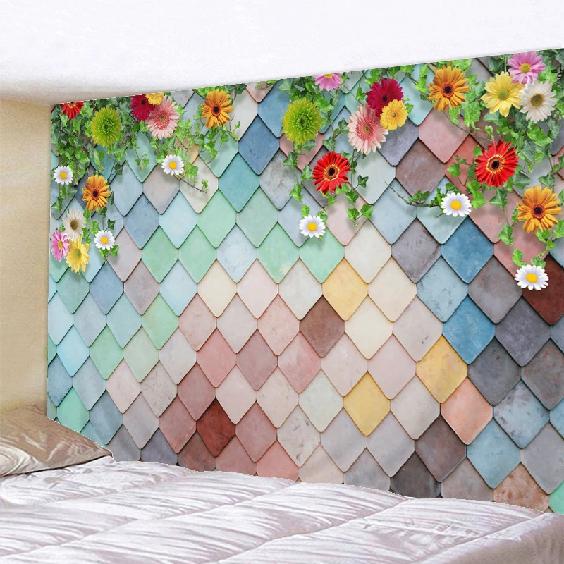

Flower Vine On The Window Print Wall Tapestry Cheap Hippie Wall Hanging Art Carpet Bohemian Decorative Living Room Big Blanket