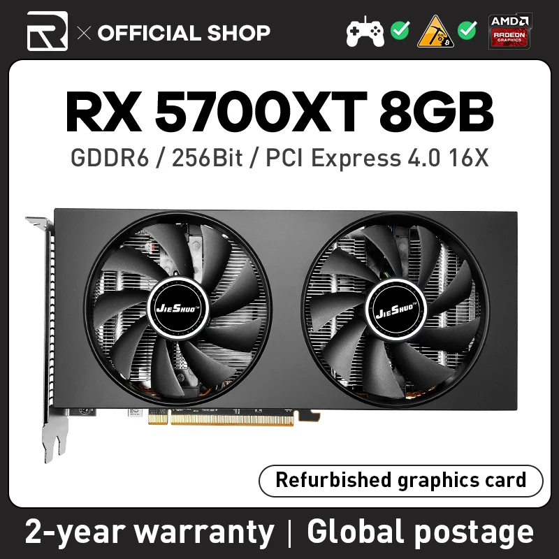 AMD-JIESHUO-RX-5700XT-8GB-Graphics-Card-GPU-GDDR6-256-bit-7nm-rx-5700 ...