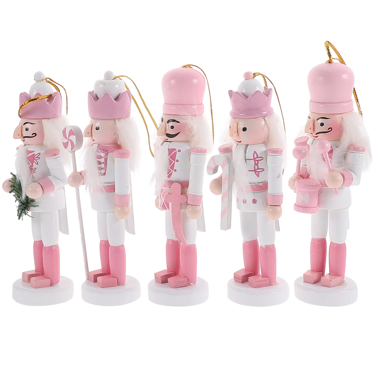 

Pink Christmas Decorations Kids Nutcracker Soldier Doll Wooden Pendants New Year Ornaments For Navidad Xmas Tree Hanging