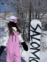 Unisex Ski Pants Overalls Pink Suspenders Trousers For Men Women Windproof Waterproof Warm Outdoor Snowboard Sports Clothing 5