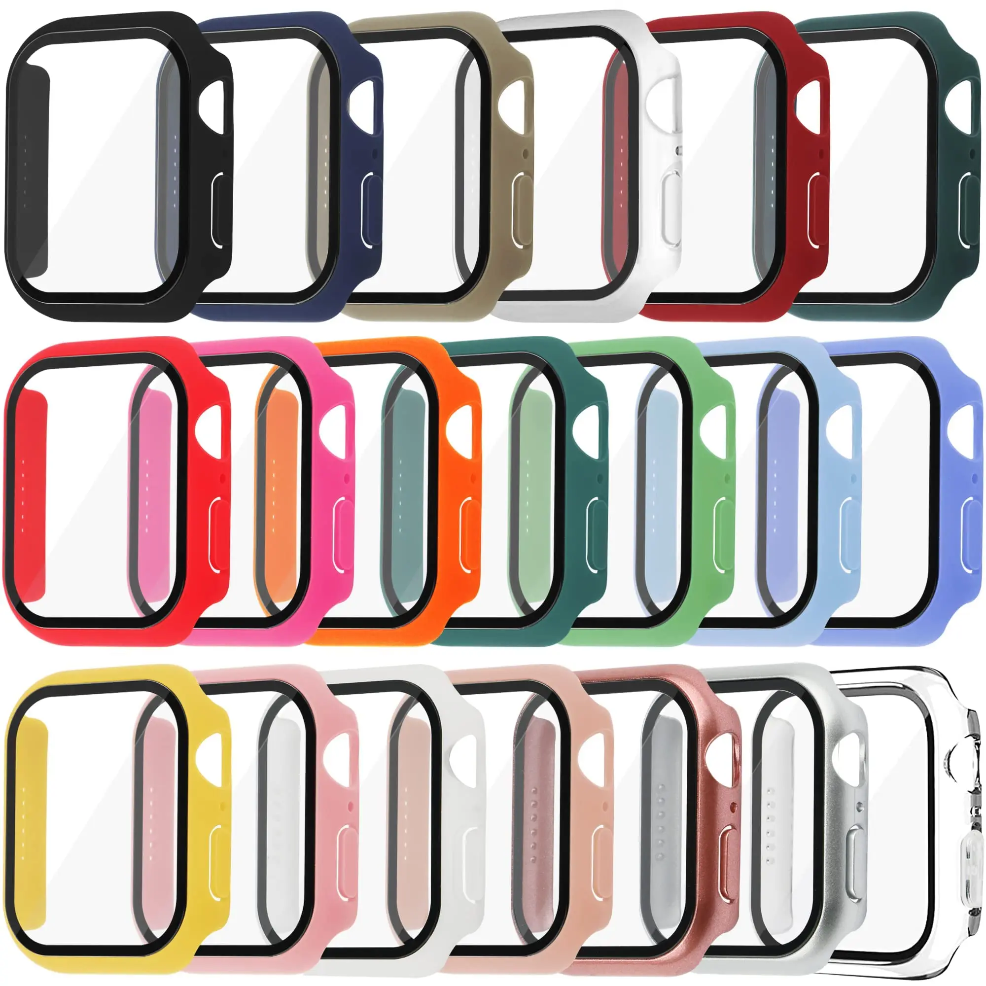 Закалено стъкло+капак за Apple Watch Case 45mm 41mm 44mm 40mm 42mm Screen Protector Apple Watch Accessories serie 9 4 5 6 SE 7 8