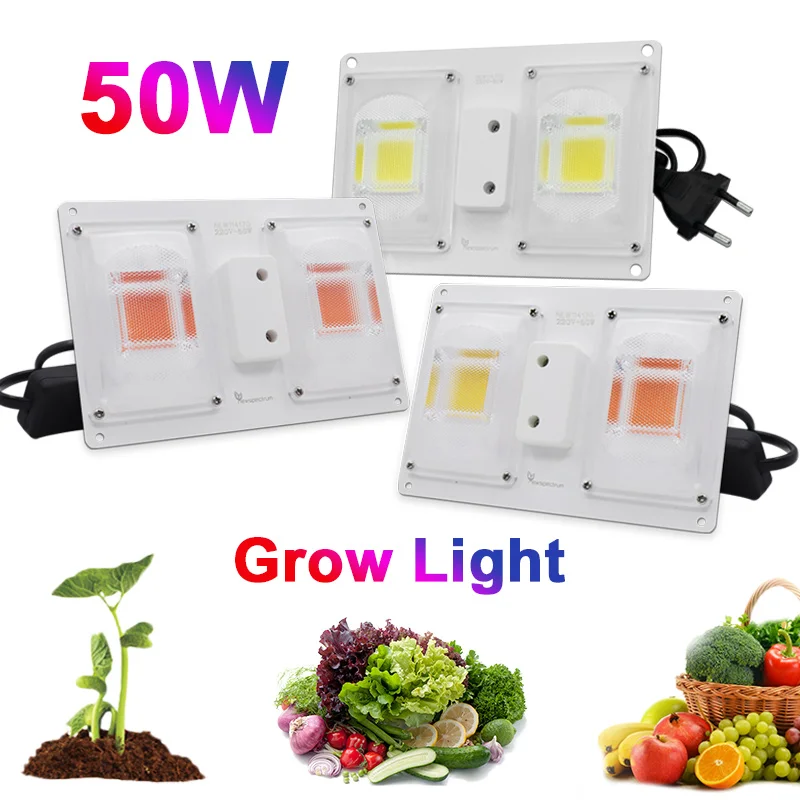 Светодиодная лампа полного спектра для выращивания растений, 120 В, 220 В, 50 Вт
