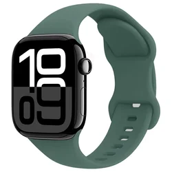 Premium Soft Silicone Watch Band - Elegant and Comfortable Replacement Strap for 42mm 44mm 45mm (Pine needle green)