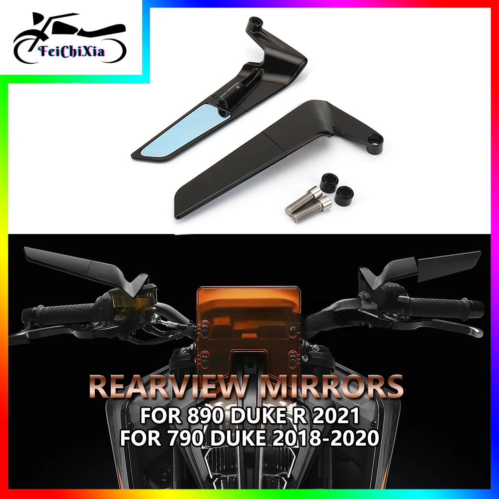 

For 790 Duke 2018 2019 2020 For 890 DUKE R 2021 Motorcycle Accessories CNC Aluminum Mirrors Blue Anti-glare Rearview