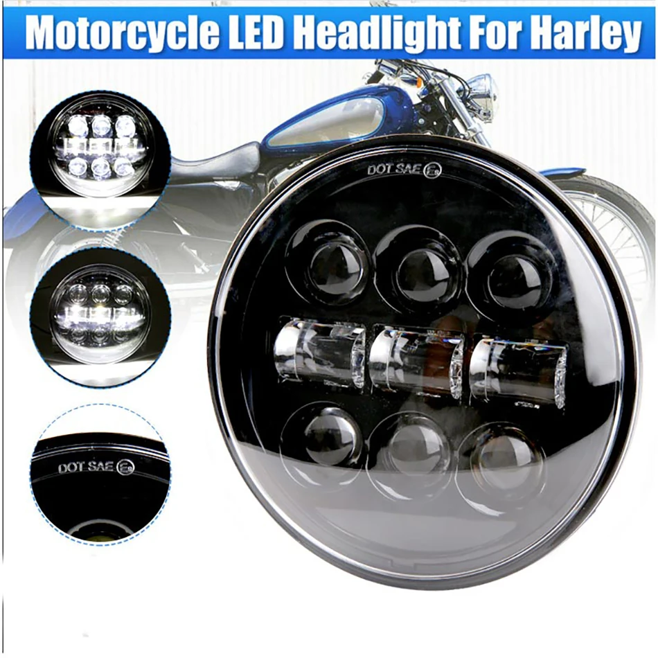Faro A Led Da 5.75 Pollici 5 3/4 "Faro A Led Rotondo Per Moto Drl Per Motor Sportster Iron 883 1200 Dyna