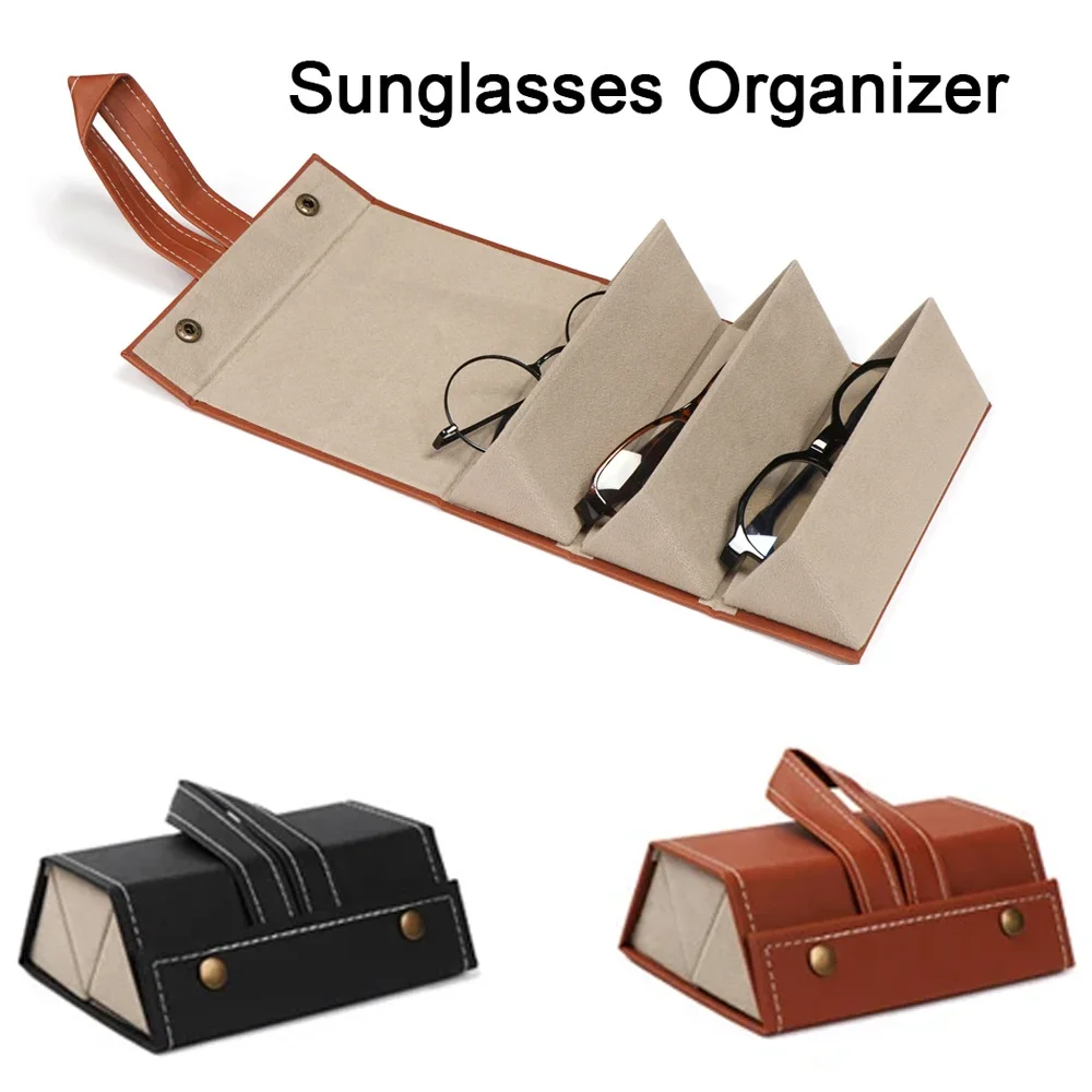 

Portable Folding Glasses Organizer 3 Multi-slot Eyeglasses Storage Display Travel Sunglasses Reading Glasses Case Home Storage