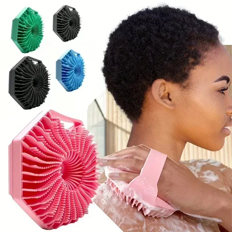 Silicone Body Brush for Showering Foam Shower Exfoliating Bath Massage Brushes Polygonal Handheld Body Scrubber Skin Cleaning 2