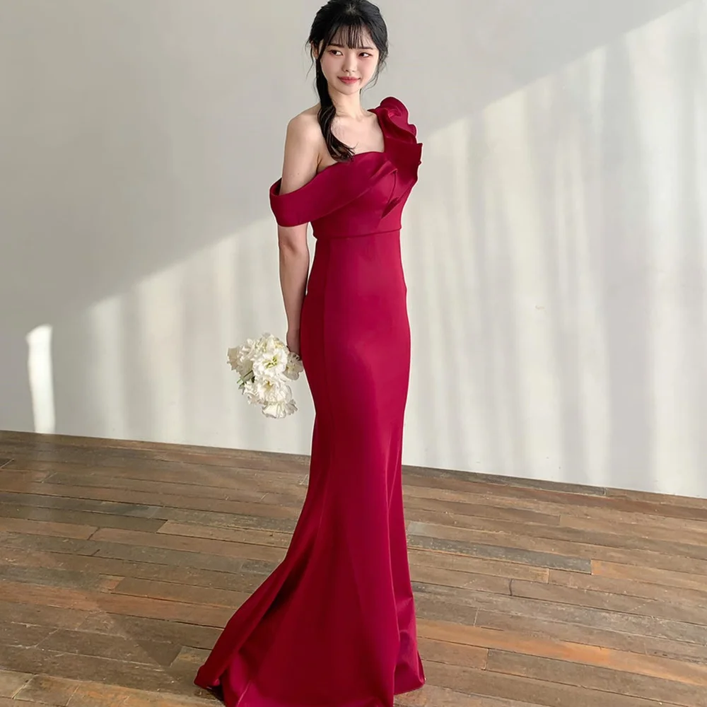 

Serendipity Evening Dress Korea Formal Occasion Floor-Length Trumpet One-Shoulder Appliuques Cocktail Prom Gown For Women