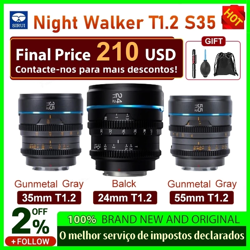 Sirui Night Walker 24mm / 35mm / 55mm T1.2 16mm 75mm S35 Cine Lens