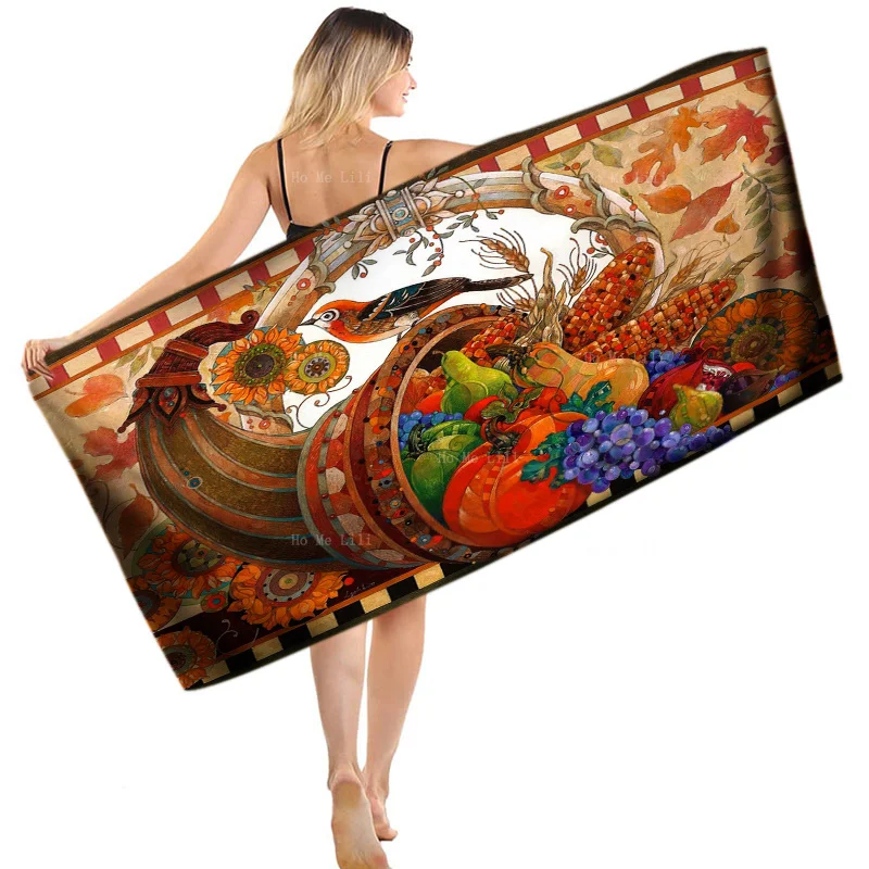 

Тыквы, тыквы и виноград, наполните это быстросохнущее полотенце для народного искусства от Ho Me Lili, подходит для фитнеса