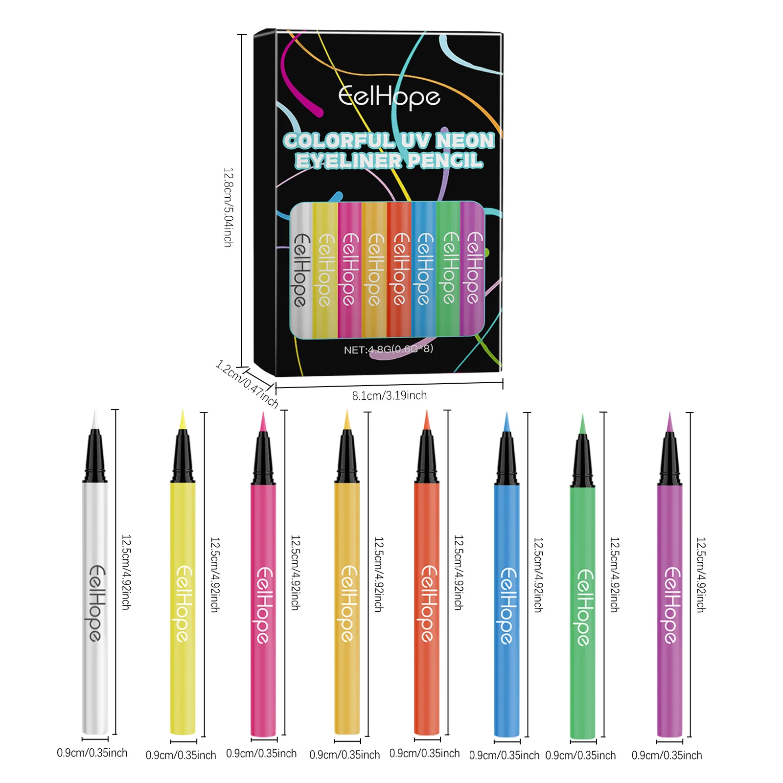 8 Color Uv Neon Liquid Eyeliner Waterproof Long-lasting Makeup_voghion.com