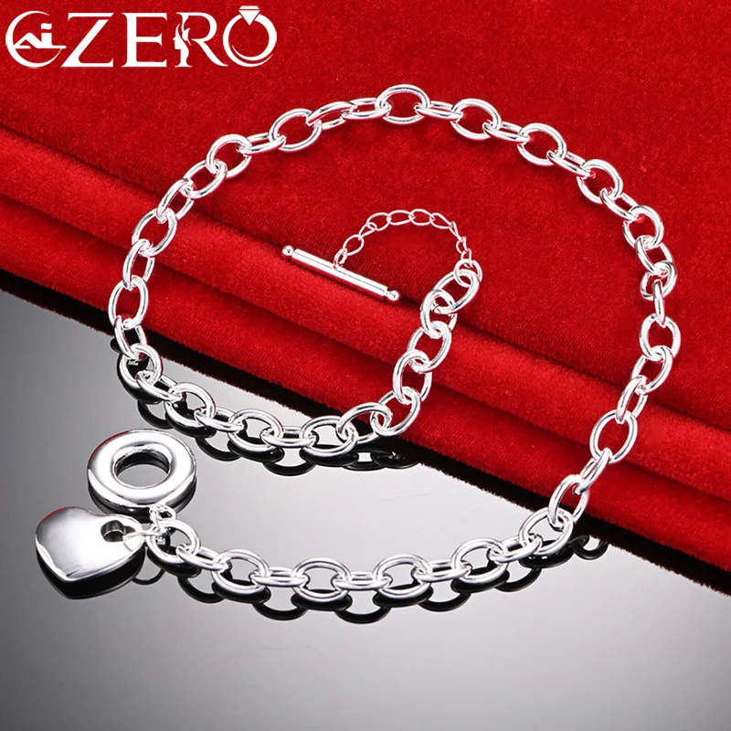 

ALIZERO 925 Sterling Silver Heart Pendant Necklace For Women Fashion Wedding Party Charm Accessories Jewelry Valentine Gift