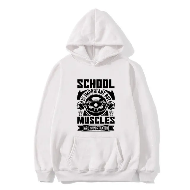 

Funny School Is Important But Muscles Are Importanter Meme Hoodie Men Women Fitness Gym Casual Pullover Male Oversized Hoodies