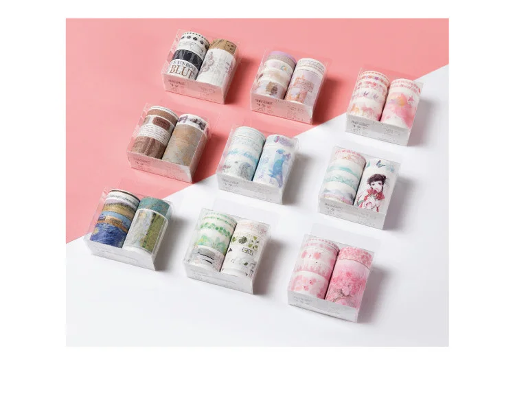 JIANWU 7pcs or 10pcs/set Cute Basic color Washi Tape Scrapbook DIY  Masking Tape School Stationery Store Journal supplies