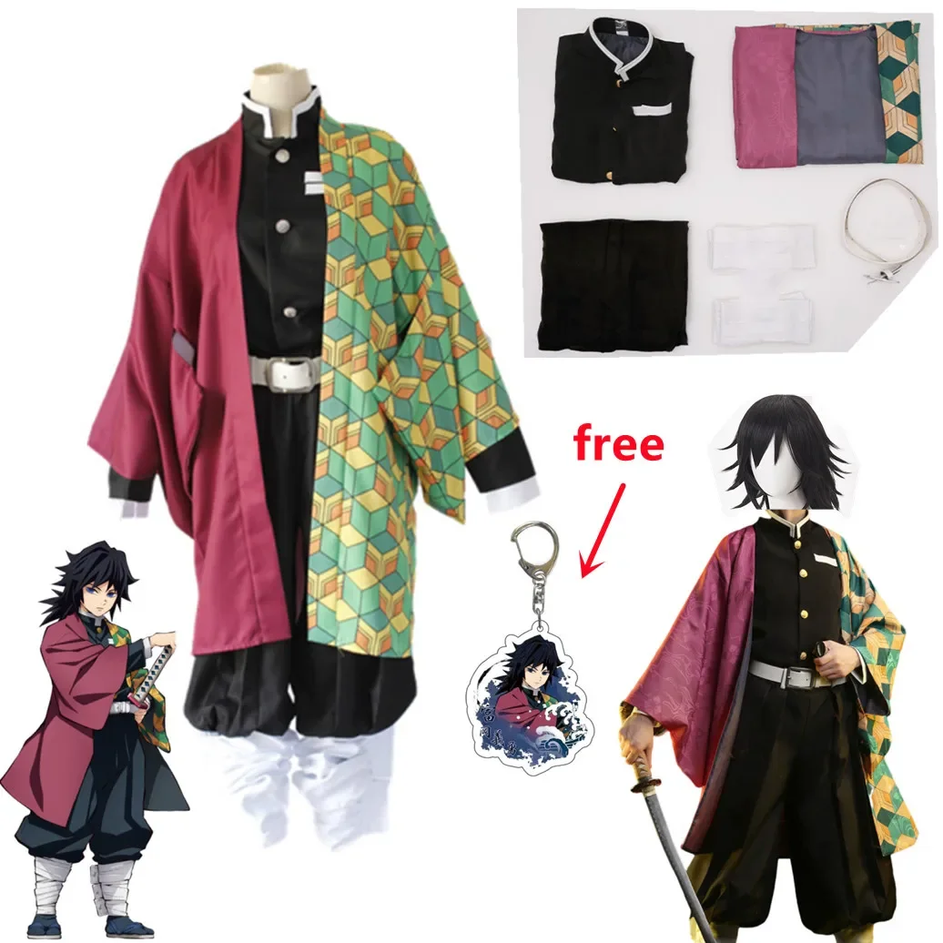 

Anime Demon Slayer Kimetsu No Yaiba Tomioka Giyuu Cosplay Costume Women Kimono Uniform Clothes Wig Adult Kids Halloween Party