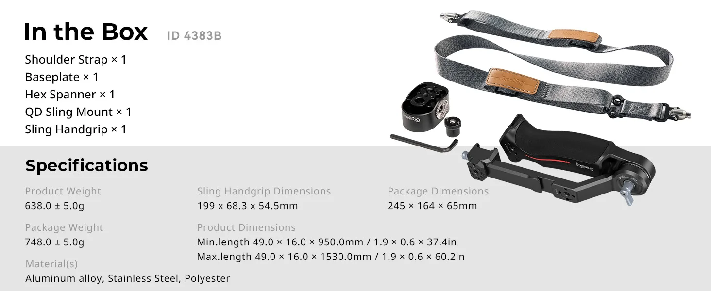 Sling Handle Kit with Weight-Reducing Shoulder Strap Kit for DJI RS 3/ RS 3 Pro