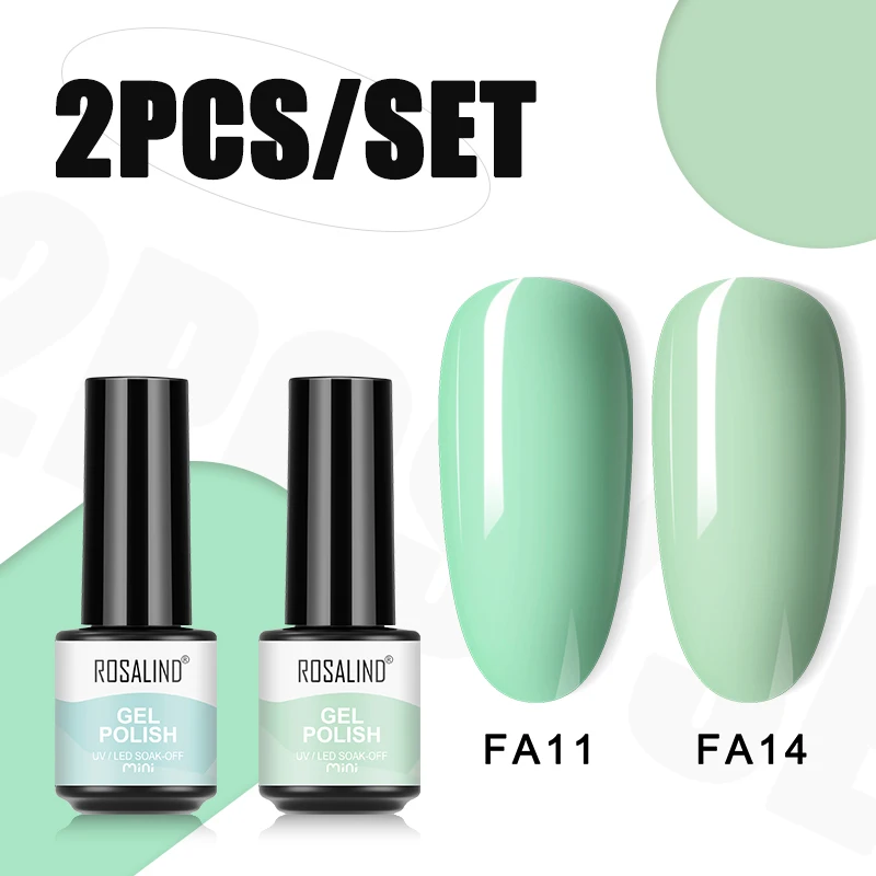 

ROSALIND Nail Gel Polish Set 2/4/6/8/10PCS Pure/Glitter Hybrid Varnish Kit Manicure Long Lasting Base Top Coat Nail Art Salon