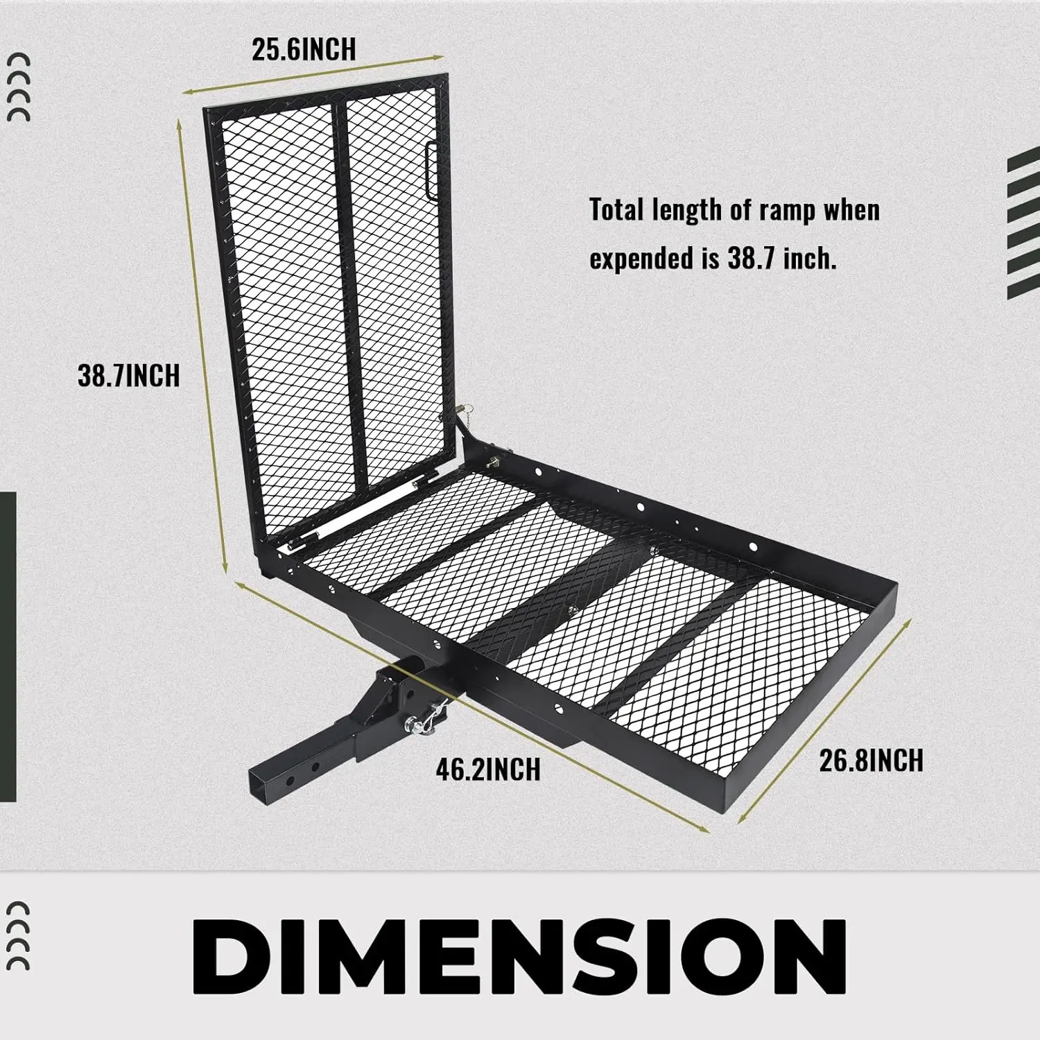 Trailer Hitch Folding Mobility Scooter Carrier Rack Luggage Basket Lift Rack Loading Ramp Wheelchair Carrier Mount Steel