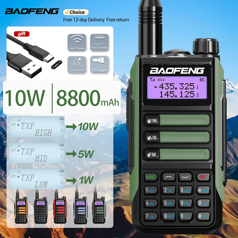 BaoFeng UV16  Walkie Talkie Professional 10W Powerful Waterproof VHF UHF Dual Band Two Way Radio