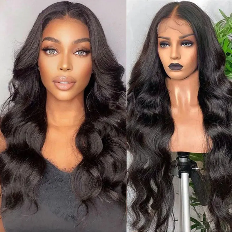 

Synthetic Lace Front Wig Glueless Preplucked Natural Hairline High Quality Long Body Wave Heat Resistant Fiber Wigs For Women