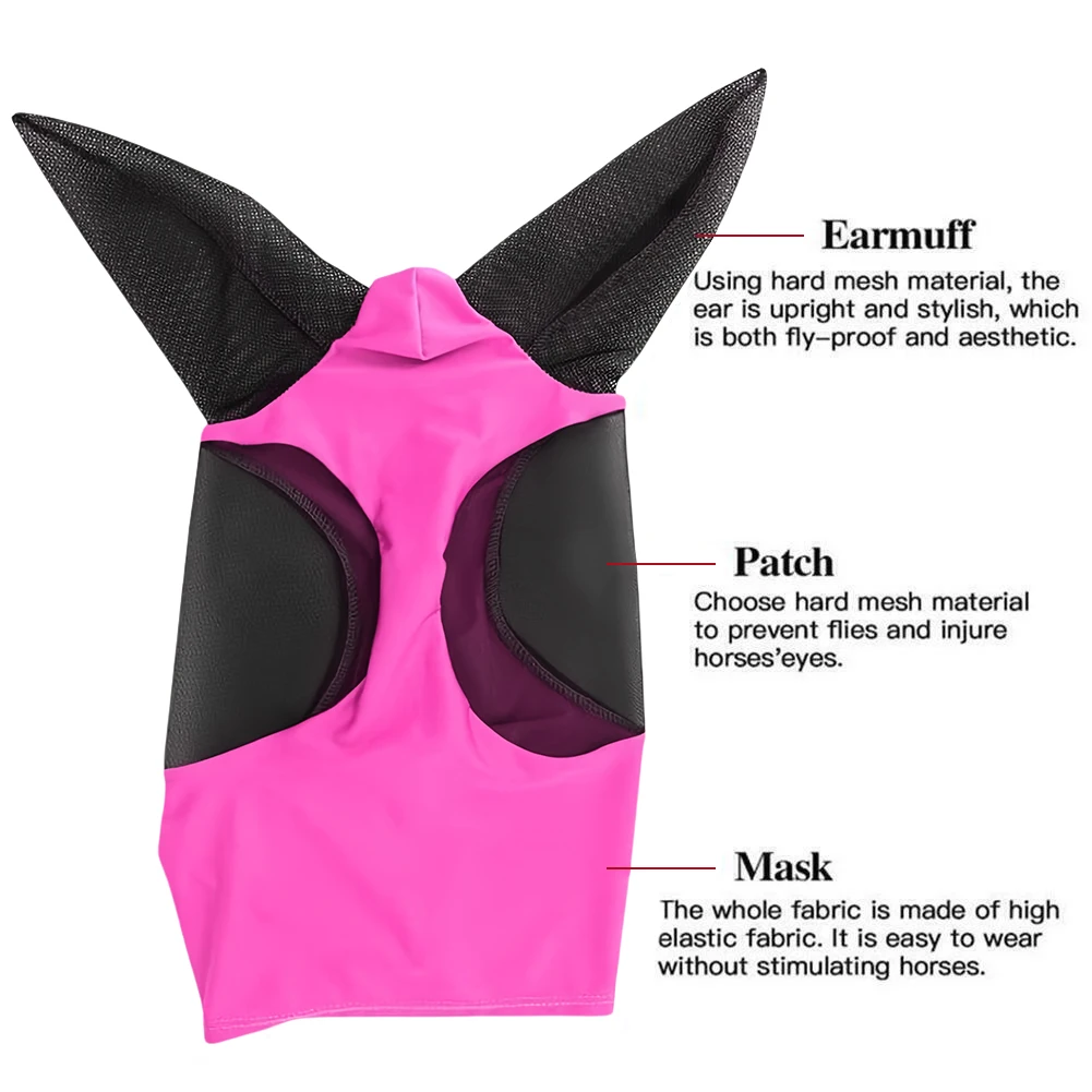 Mesh Fly Mask Hood Breathable Anti Mosquito Mask Anti-Worms Horse Against Pest Mesh for Herse Running Equipment