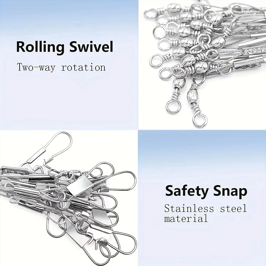 Saltwater Fishing Leaders - Dual Arm Hi-Low Rig with Swivels | Corrosion-Resistant Stainless Steel | Heavy Duty Wire - 5