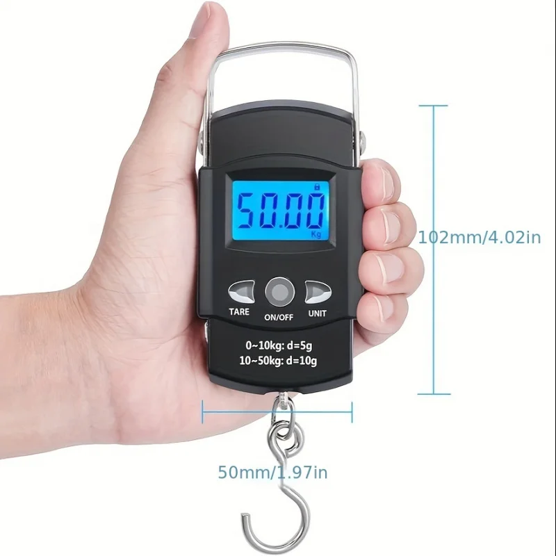 Portable 50kg Digital Handheld Luggage Scale - High Precision Metal Luggage Weighing with Unit Conversion, Compact & Lightweight
