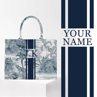 Personality American Style Trends Stripe Printing Women's Handbag Customizable Letters Canvas Tote Beach Bag Wedding Gift 3