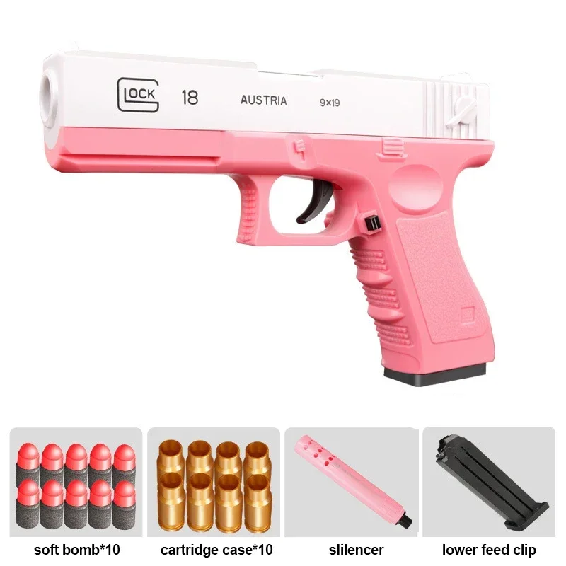 Toy Pistol Soft Bullet Toy Guns M1911 Shell Ejected Foam Darts Blaster Manual Airsoft Weapon with Silencer For Kids Adults 5