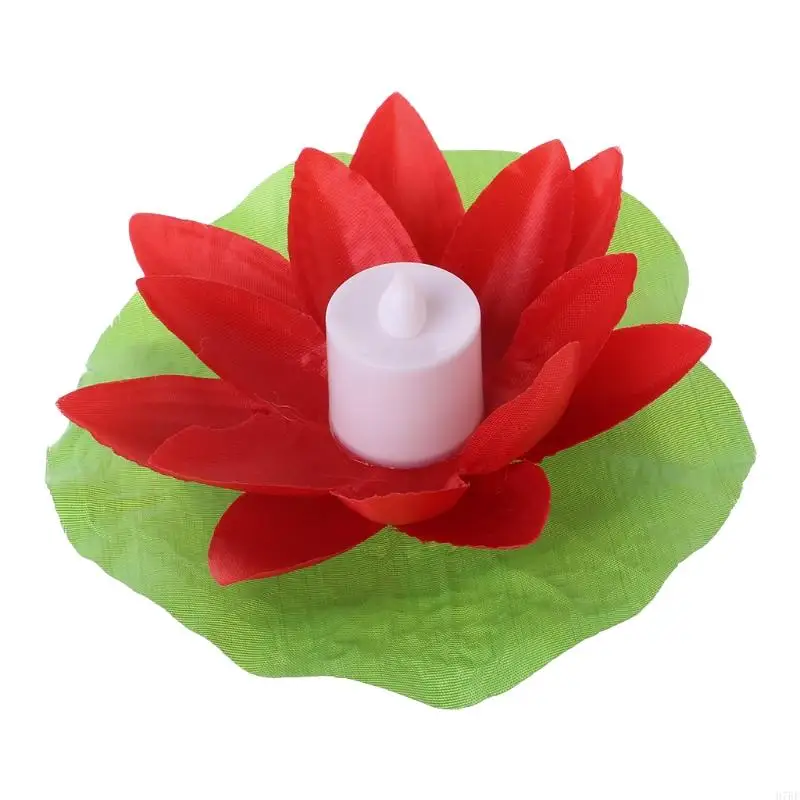 H7BF LED Floating Lotus Flower Lamps On Water Swimming Pool Garden Decoration Light