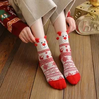 3 Pairs/Set Women Christmas Socks Cute Santa Claus Autumn Winter Elk Female Mid-Calf Socks Festival Kawaii Merry Christmas Sock 4