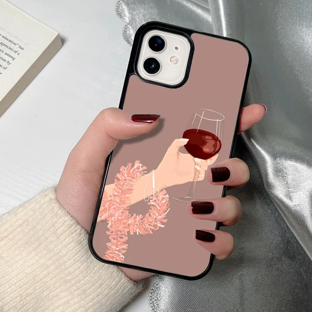 Elegant Red Wine Glass Phone Case - Stylish Protective Back Cover Shell