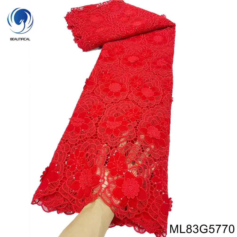 

Beautiful White African Cord Fabric 2023 High Quality 3D Guipure Lace 5 Yard Nigerian Water Soluble Party Dress Cloch ML83G57