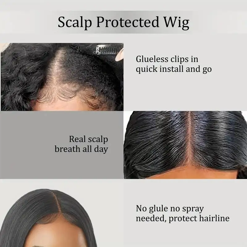 220 Density Straight Hair V part Wig 18 Inch Upgrade Brazilian Glueless Wigs For Women 100% Human Hair wigs