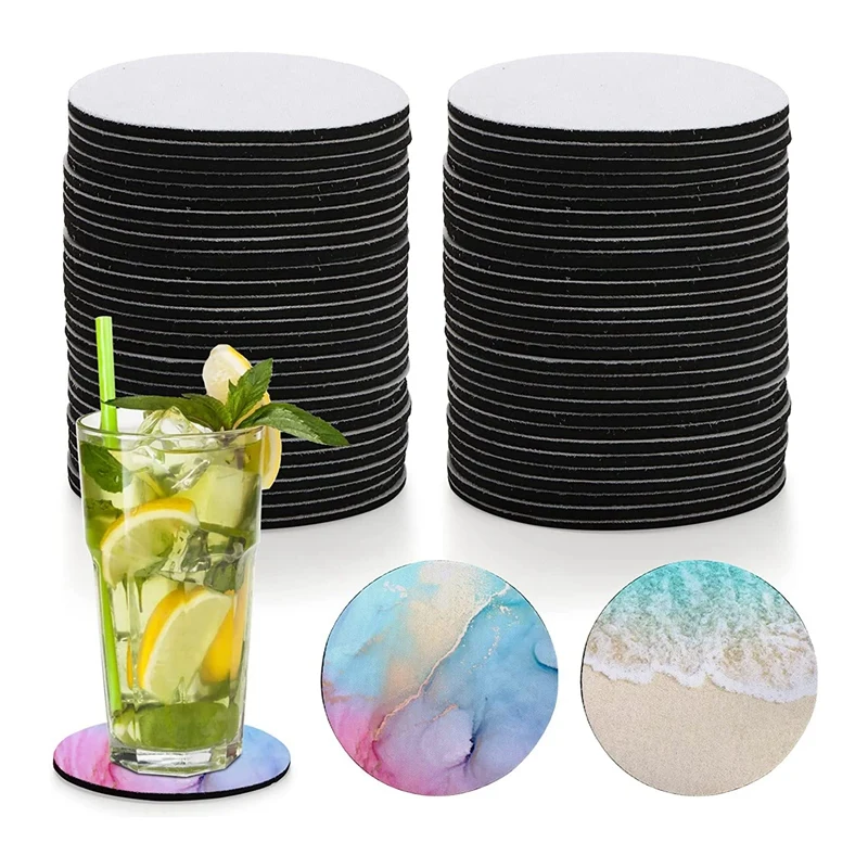 60 Pack Sublimation Blank Coaster Round Sublimation Blank Cup Mat 4 Inches Cup Coaster