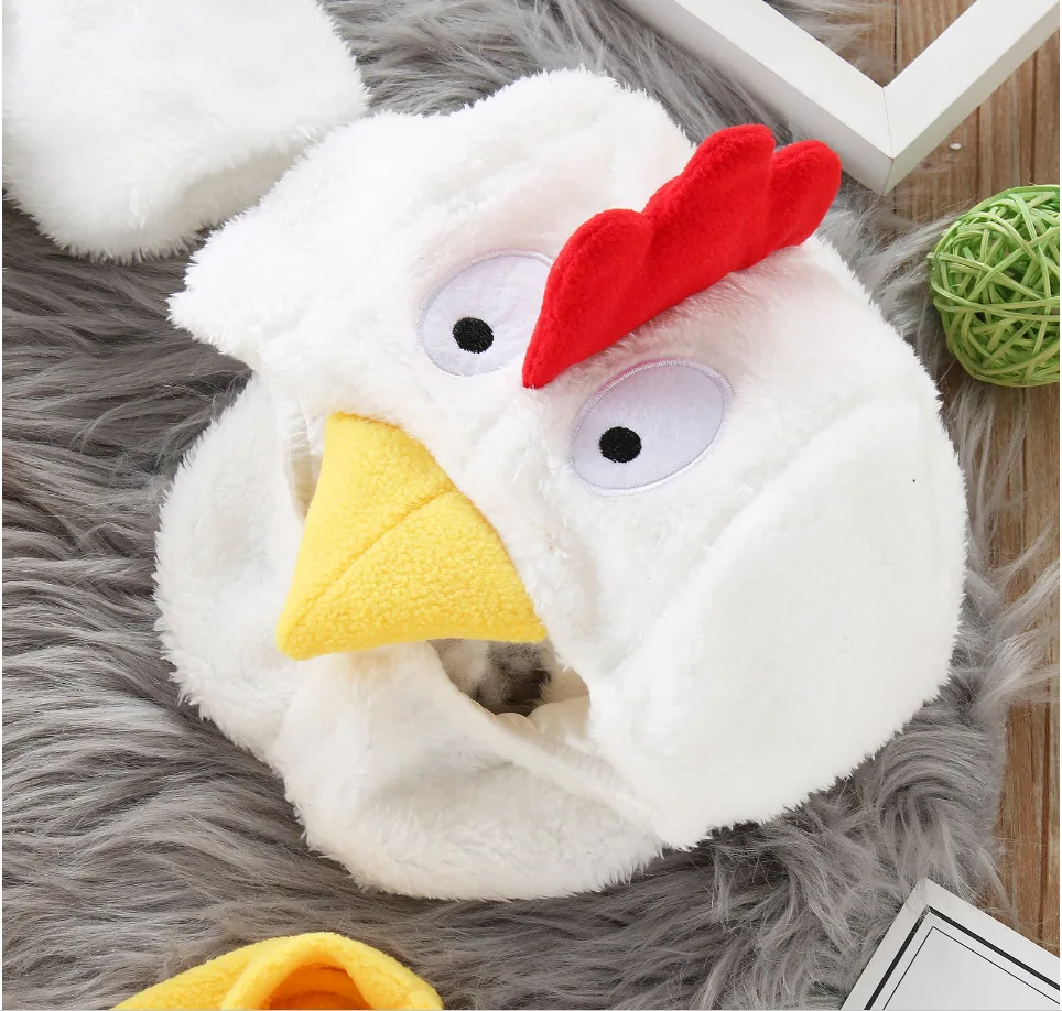 3Pcs/set Baby Chicken Chick Costume for Boys Girls Halloween Easter Fancy Dress Jumpsuit with Shoes Infant Fleece Rompers