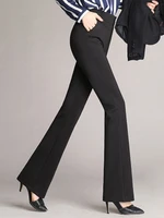 Women Pants Spring Summer Wide Leg Pants Solid Casual High Waist Flared Pants Female Office Lady Long Trousers Black Trousers 1