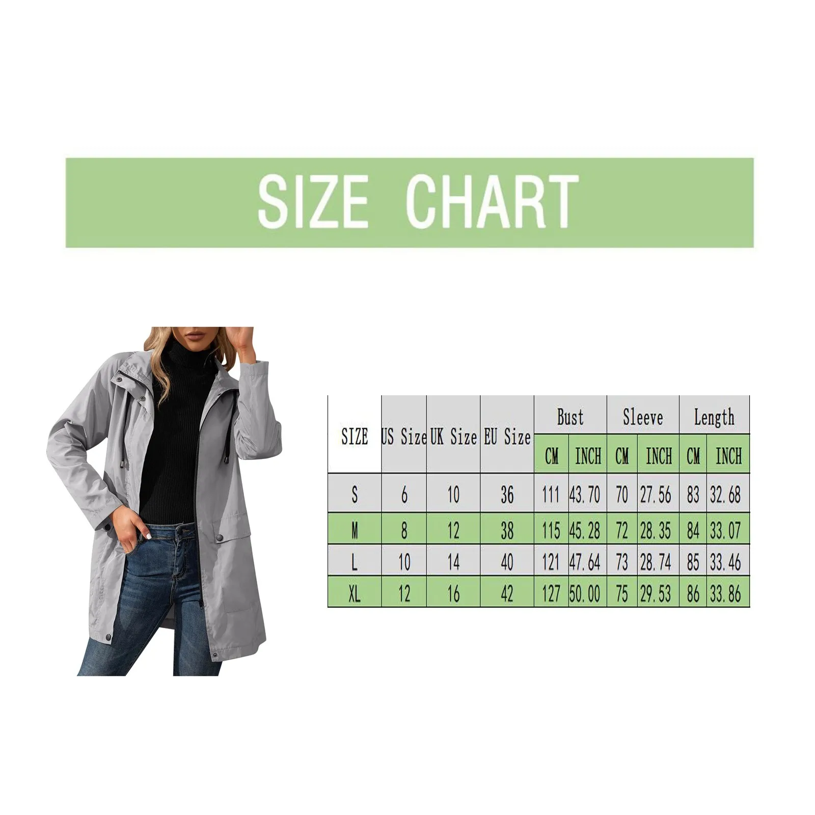 Fashion Women Hooded Trench Coat Casual Lady Waterproof Windproof Long Jacket Buttons Zipper Coats Female Long Sleeve Outerwear