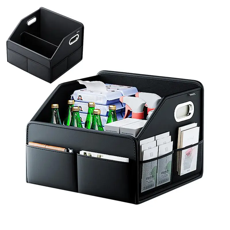 

PU Leather Car Trunk Storage Basket Large Capacity Auto Trunk Storage Organizer Tote Bag Trunk Storage Organizer Car Supplies