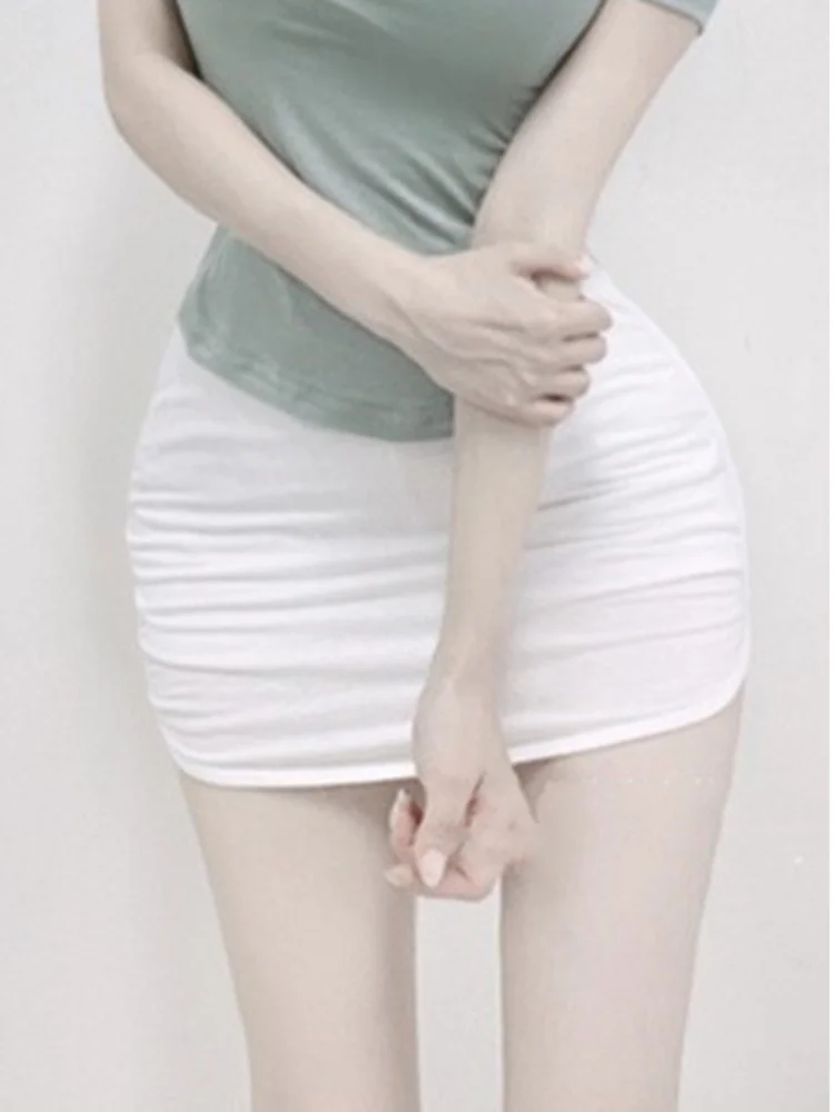 

Slit Sexy Ultra Short Slim Pencil Mini Skirt Hot Sexy Korean Women Fashion Skorts Double Layer Sweet Asian Girl U798