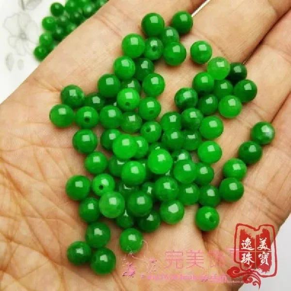 10pc Natural A Green Jade Beads DIY Bracelet Bangle Charm Jadeite Jewellery Fashion Accessories Amulet Gifts for Women Men