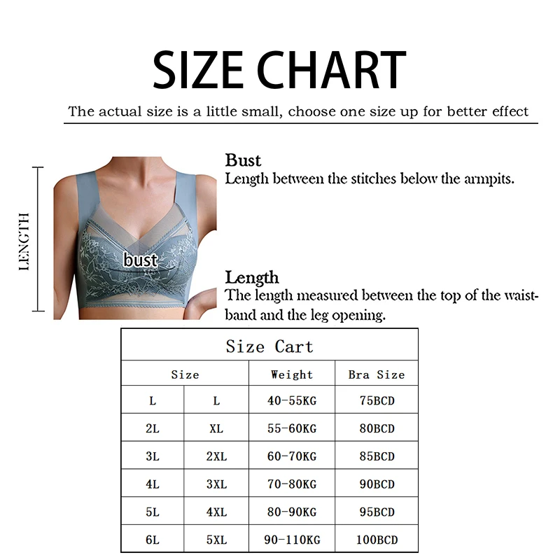 2PCS/Set Women Floral Lace Sport Bras Plus Size Bras Full Cup Backless Vest Female Gather Shock-Proof Wireless Brassiere L-5XL 6