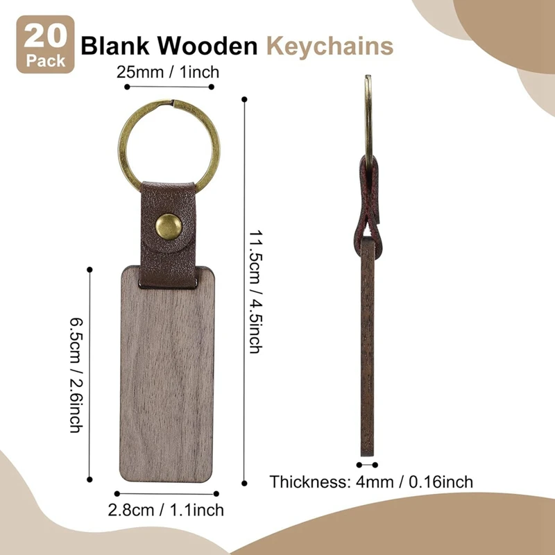 Wood Keychain Blanks Personalized Tags Small Key Chain Bulk for Laser Engraving