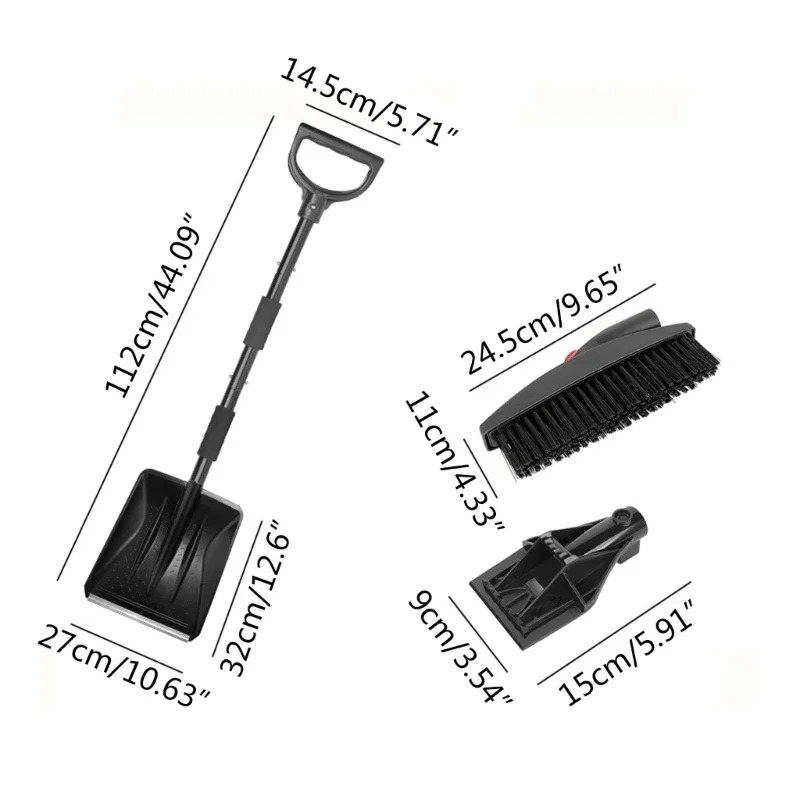 3in1 Car Snow Shovel Ice Scraper Windshield Multifunctional Detachable Snow Brush