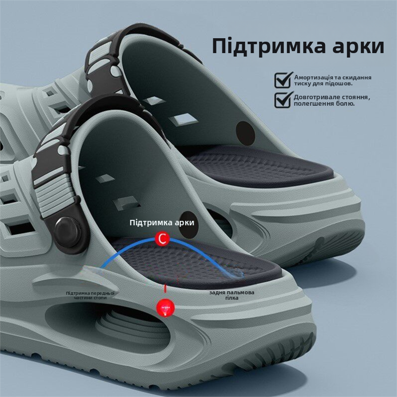 Men's Special Arch Support Hole Hole Shoes Summer Outdoor Wear Long Standing Not Tired Foot Anti-slip Deodorant Slippers