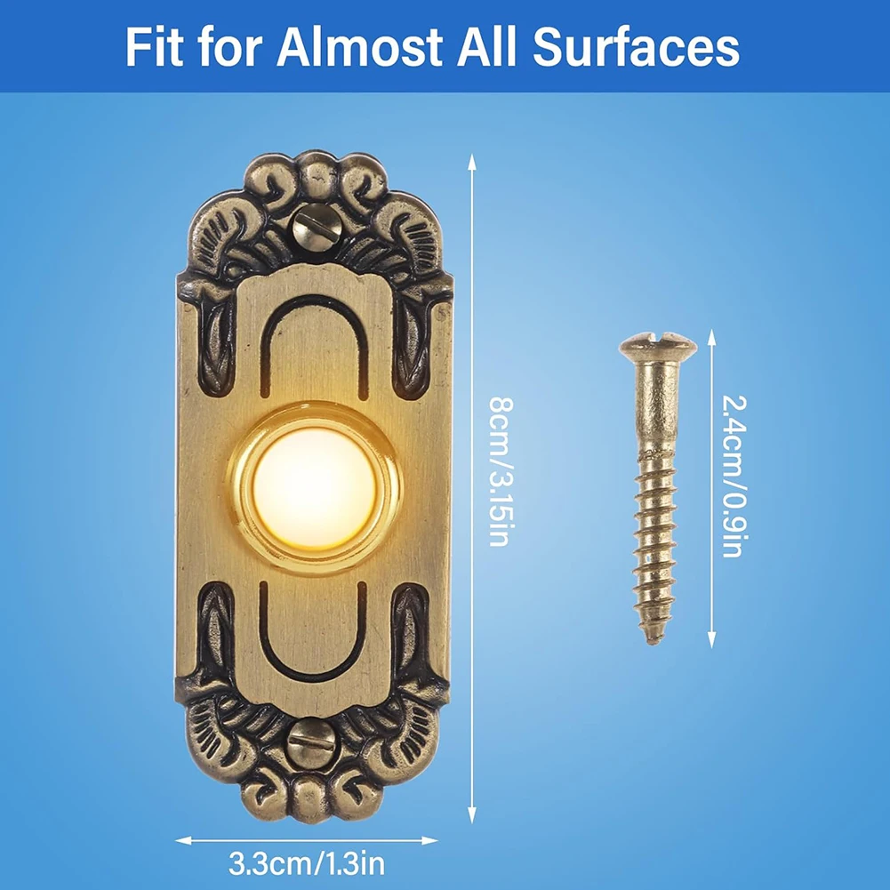 For Home Entrance Heavy Duty Doorbell Door Bell Button Antique Brass Bronze Easy Installation High-quality Metal