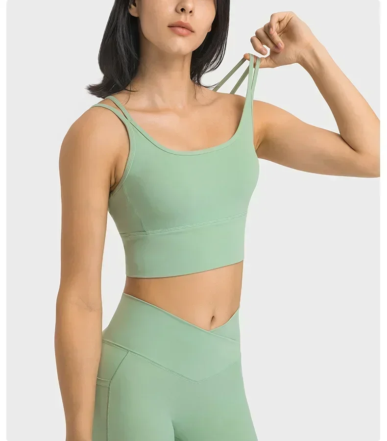 Lemon Women Yoga Sports Bra Gym Tank Top Outdoor Jogging Fitness Underwear Tube Top Sportswear Two-shoulder Strap Vest Clothing